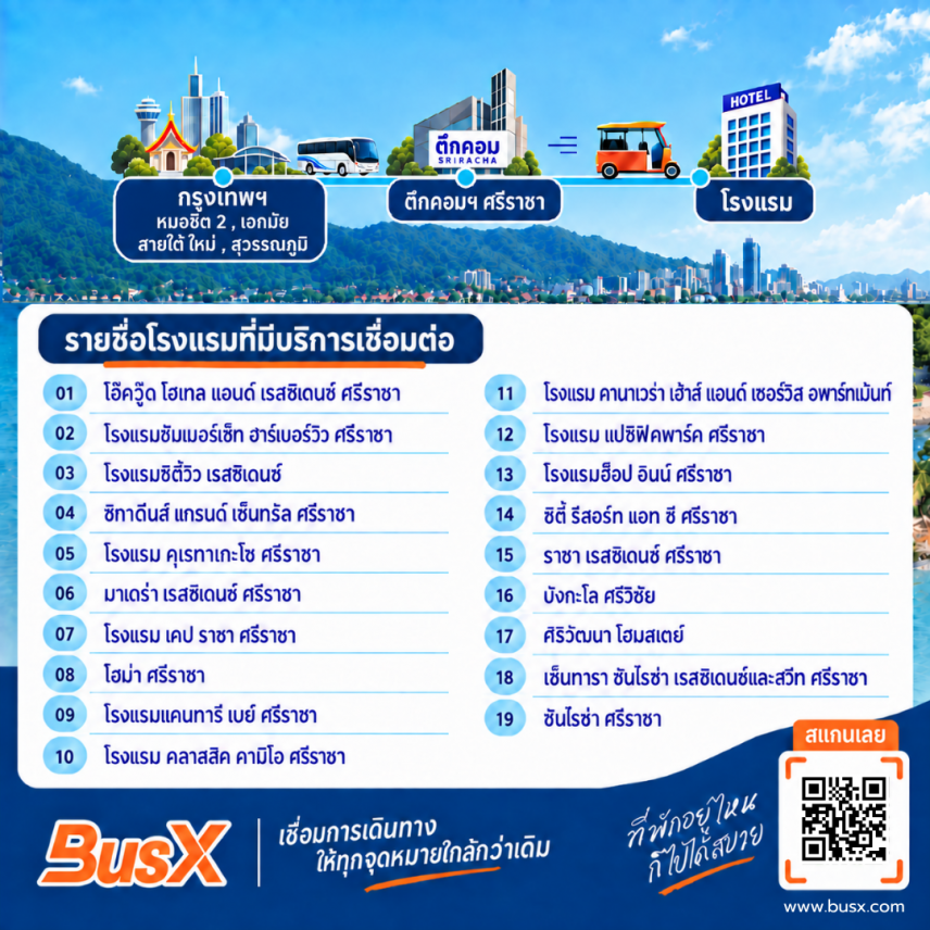 โรงแรมที่เชื่อมต่อกับศรีราชาทัวร์